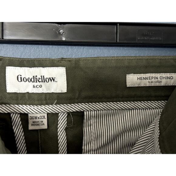 GOODFELLOW & CO GREEN MENS DRESS HENNEPIN CHINO PANTS SIZE 36 WAIST X 32 INSEAM - Picture 7 of 11